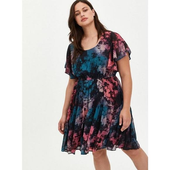torrid Dresses & Skirts - Torrid Mini Chiffon Ruffle Hem Skater Dress
